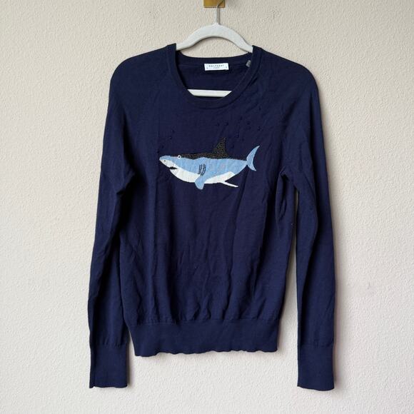Equipment Navy Beaded Shark Cashmere Silk Sweater Size S - Picture 2 of 6